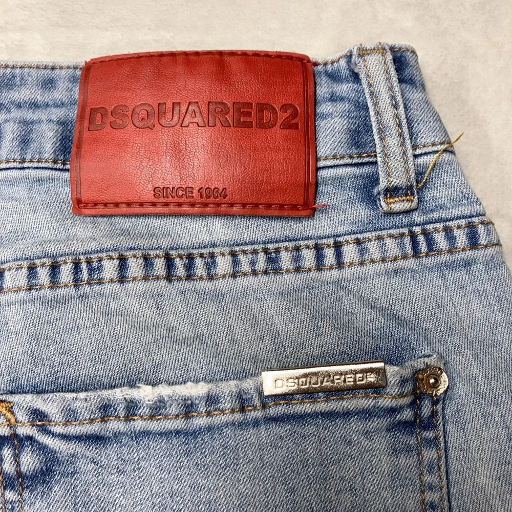 DSQUARED2 Denim Shorts Distressed Cut Offs Jorts Blue Mens 36 (Fit 34x9) Italy